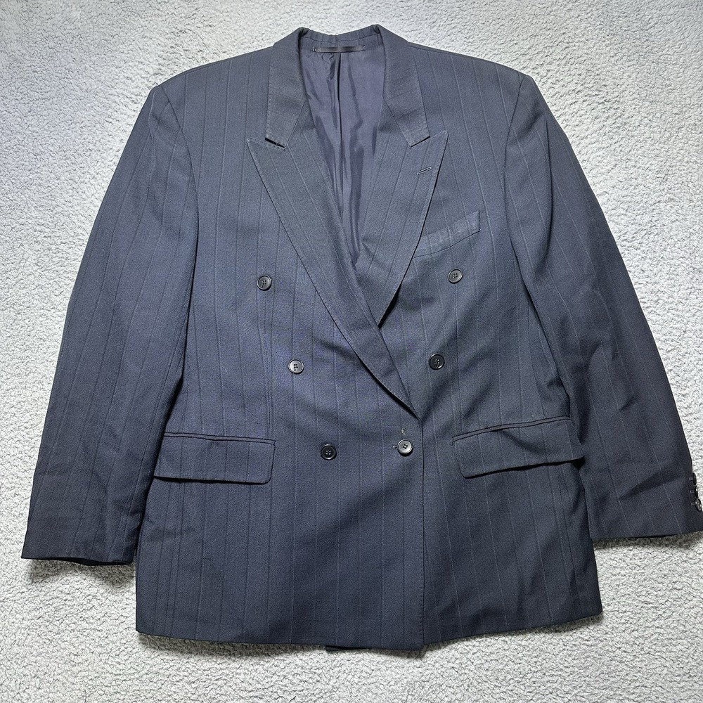 VINTAGE Mens Double Breasted Blazer Sport Coat Casual Jacket Size Wool Suit